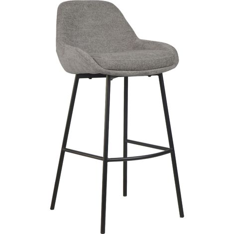 Home Heavenly® - Pack 2 taburetes altos CASPI, diseño moderno con asiento acolchado y patas metálicas.  Color: Gris