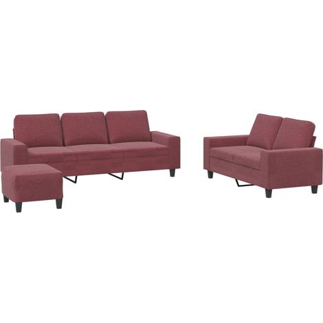 Maison Exclusive - Set di Divani 3 pz Rosso Vino in Tessuto