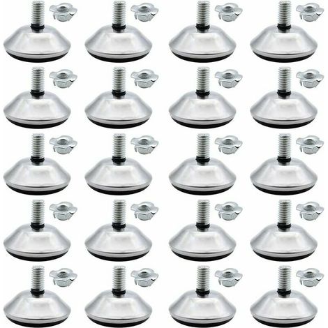 20 Pieces Pieds Vérin de Meuble M8 x 30 mm Pied de Nivellement Pieds de Meubles d’Ajustage Vis de Réglage Niveleur Plancher Protecteur pour Pieds de Meuble Chaise Table avec M8 Écrou à Griffes, Ensole (1/5)