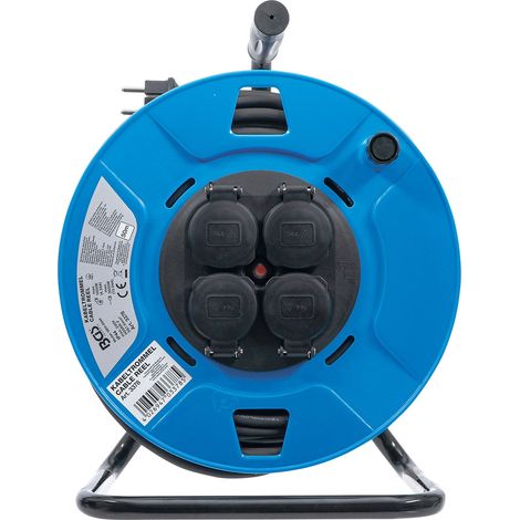 BGS Kabeltrommel 50 m 3x1,5 mm² 4 Steckdosen mit Verschlusskappe IP 44 3500 W - 3378