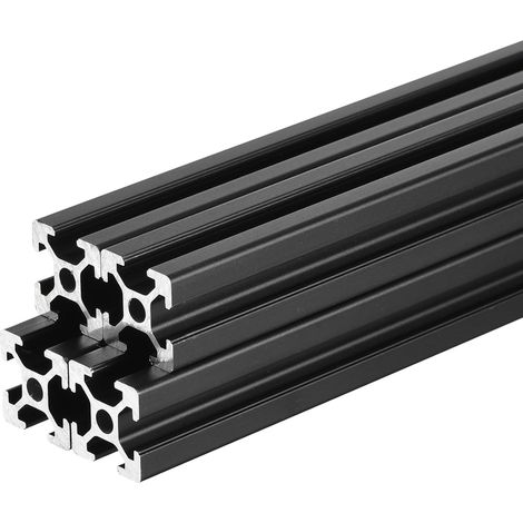 Profilé en Aluminium à Rainure en T 2020 de 100 mm (3,9 Pouces) Noir, Norme Européenne, Anodisé, pour Imprimante 3D et Machine de Gravure Laser - Lot de 4 (1/5)