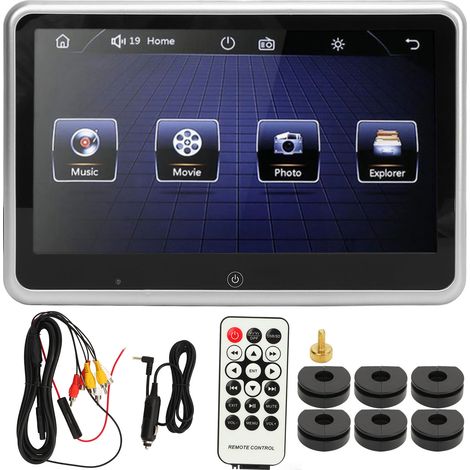 Moniteur appui-tête de voiture 1080P, écran tactile 10,1 pouces, 1024X600, lien miroir, transmetteur FM intégré, lecteur DVD multimédia (1/5)