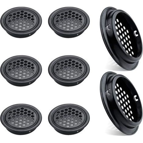 Beijiyi – Lot de 8 grilles d'aération rondes inox 60mm – Design noir – Installation rapide pour meubles cuisine – Ventilation efficace (1/5)