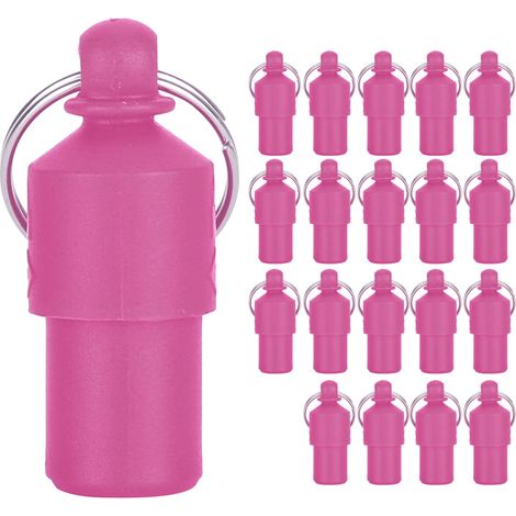 20 médailles anti-perte pour animaux de compagnie, médaille d'identification pour chien et chat, pendentif collier avec tube de rangement pour nom et adresse (rose) (1/5)