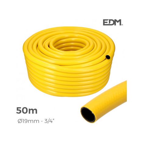 Manguera agricola color amarillo ø interior 19mm ø exterior 25mm (3/4) rollo 50m edm