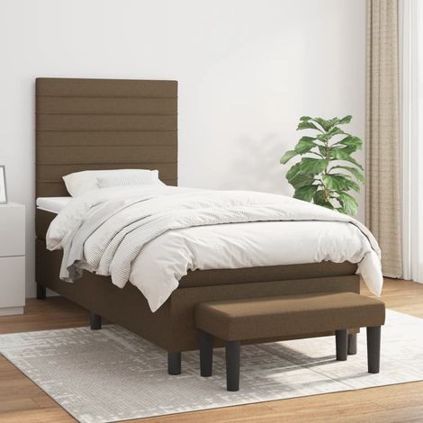 Boxspringbett mit Matratze Dunkelbraun 80x200 cm Stoff (1/5)