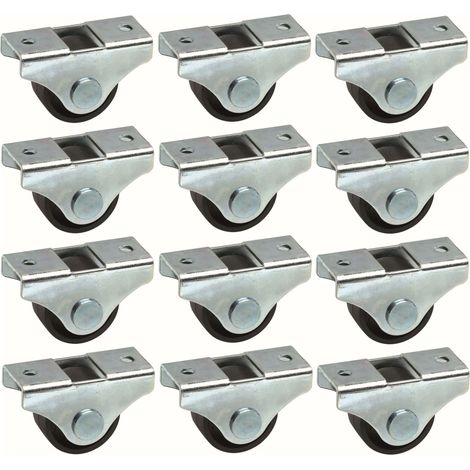 Cyclingcolors – Lot de 12 roulettes universelles 25mm – Capacité 25 kg – Plastique et métal – Pour meubles, caisses et objets lourds