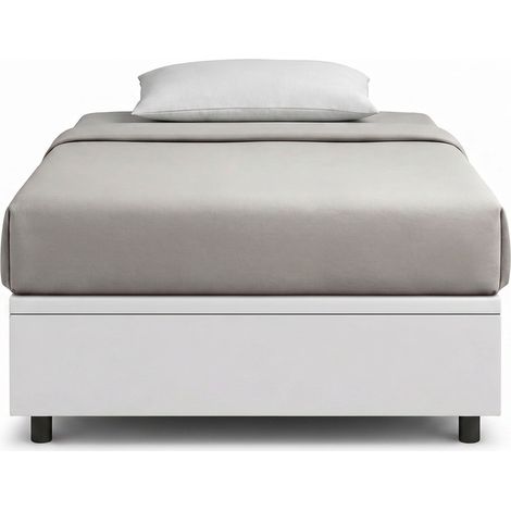 Letto Singolo Contenitore Imbottito 80x190 cm Similpelle Bianco BoxMax (1/5)