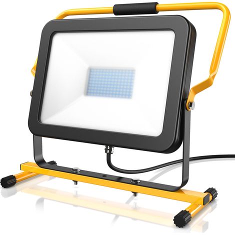 Brandson 100 Watt LED Baustrahler - Arbeitsscheinwerfer - Bauscheinwerfer - 126 SMD LEDs - Standgestell und Tragegriff - 10000 Lumen - 4 m Stromkabel (1/5)