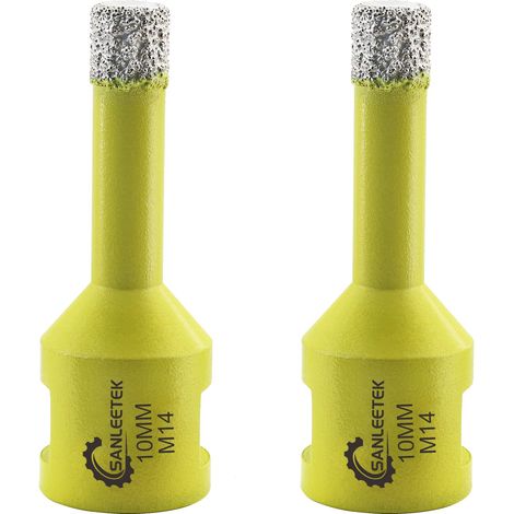 Foret Diamant Carrelage 2pcs 10mm Brasé Sous Vide Scie Cloche Diamant pour Céramique Porcelaine Marbre Granit Perçage à Sec M14 Filetage (1/5)