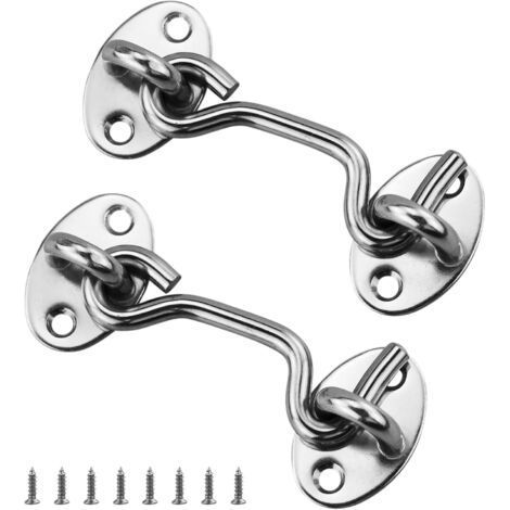 2pcs Cabin Door Hook, Stainless Steel, with Mounting Screws, for Window, Barn Door, Shed Door, Garage Door (1/5)