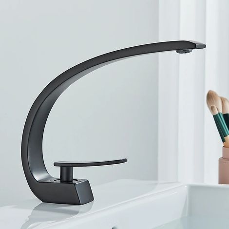 WASCHTISCHARMATUR Luxus Messing, Heiß Kalt Wasser, Schwarz