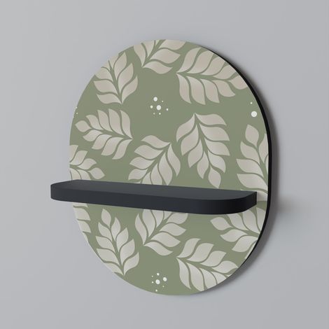 FOGLIE SU VERDE Mensola ovale nera (1/5)