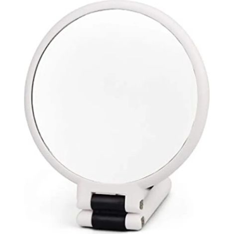 Miroir de poche double face, miroir grossissant x5, pliable, miroir sur pied avec poignée, miroir de voyage rond pour le maquillage et la coiffure (1/5)