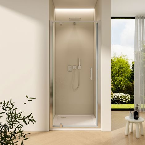 800 x 1850mm Pivot Hinge Shower Door 5mm Toughened Glass with 1200 x 800mm Shower Tray Reversible Enclosure (1/5)
