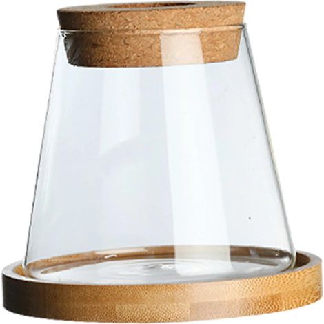 Pot de fleurs en verre pour centre de table avec plateau uni (1/5)