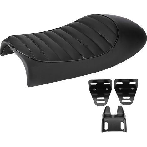 Coussin de selle plat de siège de coureur de café Vintage en cuir d'unité centrale de moto pour Honda CG125 GN CG CB400SS (1/5)