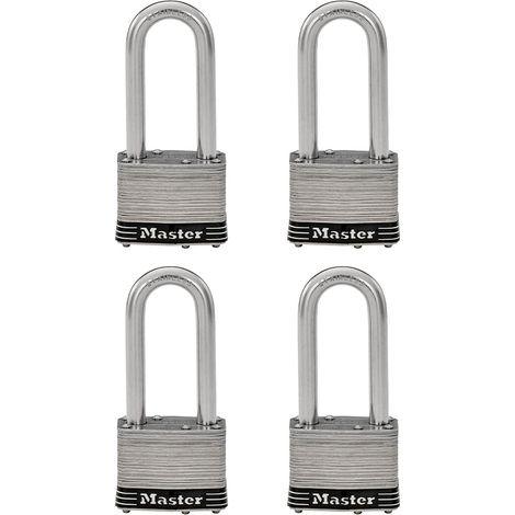 Cadenas, serrure en acier inoxydable laminé, 5,1 cm de large, 5SSQLJ (lot de 4 clés identiques) (1/5)
