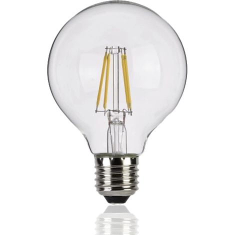 Lampadina Globo LED, filamento a vista, E27, 8W, 220Vac, Luce Naturale, Dimmerabile
