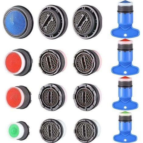 Set di 16 aeratori per rubinetto, ugelli per rubinetto a risparmio idrico per miscelatori di lavelli da cucina e lavabi da bagno (M16/M18/M22/M24) (1/4)