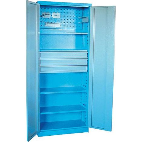 Armoire a outillage 2 portes avec 4 etageres + 3 tiroirs 780x380x1920 mm (1/2)