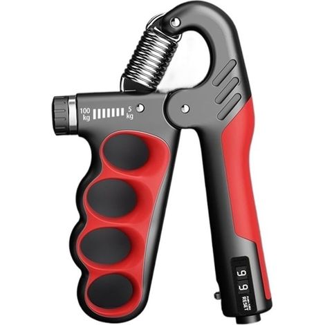 Pince à Main de Gymnastique 5-100Kg, extenseur de Poignet, renforcement des Mains, dynamomètre réglable, entraîneur de Doigt Avant-Bras, récupération Musculaire(Red) (1/5)