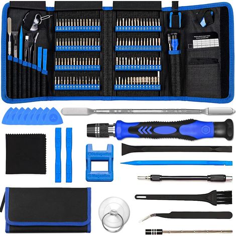 Kit di cacciaviti di precisione 142 in 1, mini custodia per cacciaviti, kit per riparazione orologi, con 120 punte di precisione, estrattore di viti multifunzione, cassetta degli attrezzi