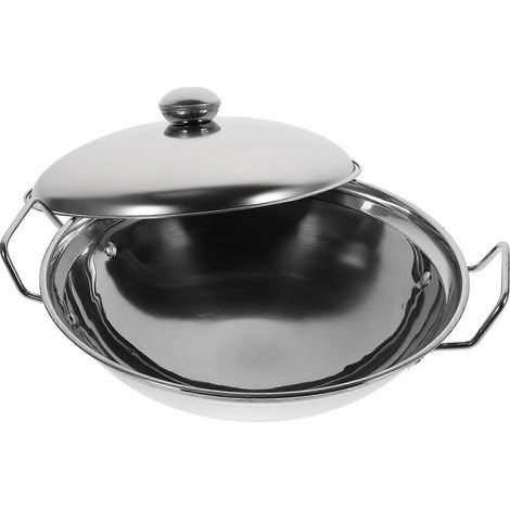ensemble de casseroles en acier inoxydable multifonctions pour la cuisson de fondues maison-24.5X23.5X6CM-Silver (1/4)