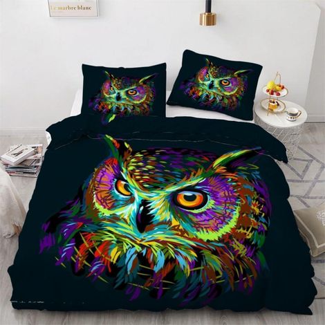 Bettwäsche-Set Eule 135x200 cm 2-teilig Mikrofaser mit Reißverschluss