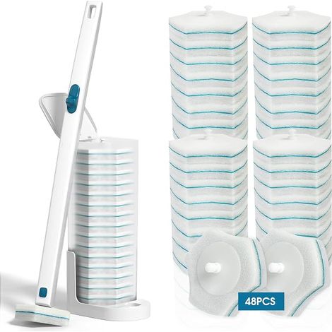 Toilet Brush, Toilet Wand, Toilet Wand Kit, Toilet Brush Cleaning for Bathroom, 48 Refills (1/5)