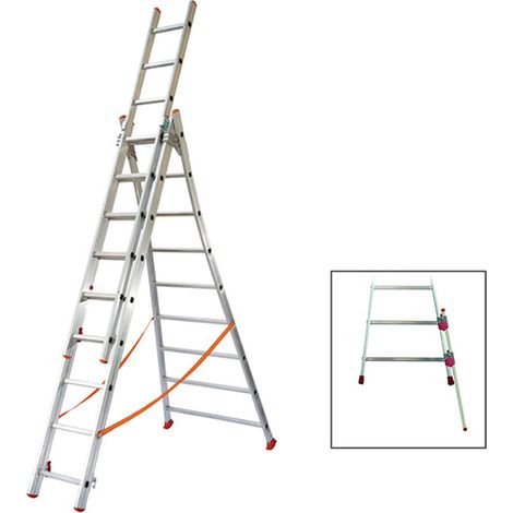 Scala Componibile 3x9 pioli - Lunghezza estesa 5,94m - ATL260-3/BR