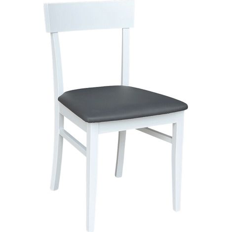 Silla de madera blanca con asiento de polipiel antracita x 6
