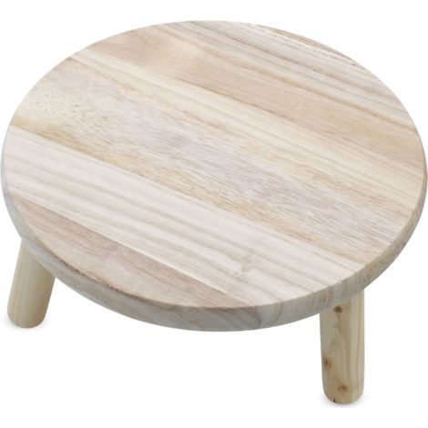 Spetebo Holz Blumenhocker Natur mit 3 Beinen - 29 x 15 cm - Massivholz Pflanzenständer rund naturbelassen