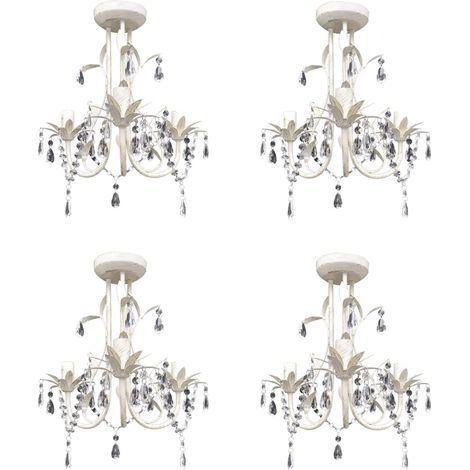 Kristall-Deckenleuchte Kronleuchter 4 Stk. Elegantes Weiß