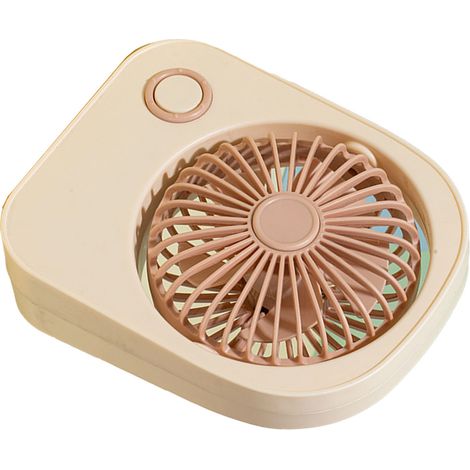 Petit ventilateur de bureau portable, direction du vent réglable à 115 degrés, mini ventilateur mignon pour étudiants, beige (1/5)