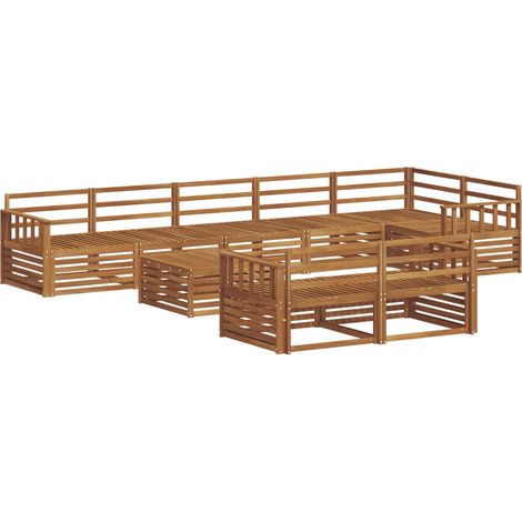 Set di divani da esterno 9 pz Naturale Legno di Acacia Massello vidaXL (1/5)