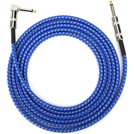 Câble Audio Guitare 6,35mm Réduction de Bruit pour Micro et Instrument de Musique 3 Mètres Bleu et Blanc (1/5)