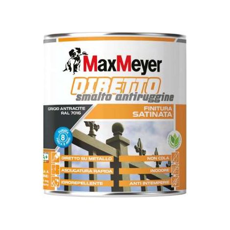 Smalto MaxMeyer diretto antiruggine satinato750 ml grigio antracite