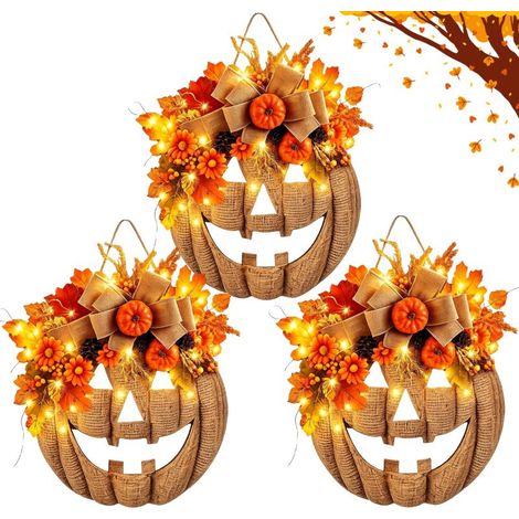 Irovami Couronne citrouilles LED – lot 3, automne, Halloween