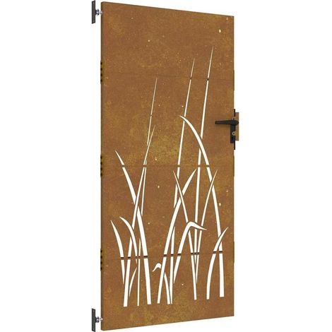 Maison Exclusive - Gartentor 85x200 cm Cortenstahl Gras-Design (1/5)