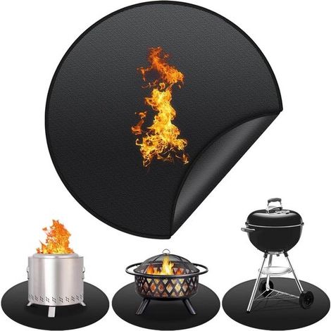 50 cm Durchmesser – rund – wiederverwendbare Feuermatte für Tischkamine – Silikonbeschichtung – feuerfeste Unterlage und Terrassenmatte (1/5)