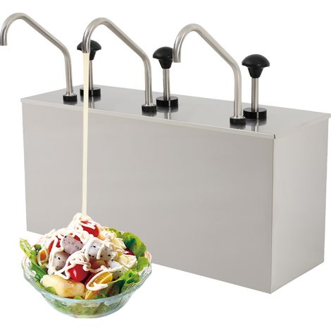 Distributeur de sauce à 3 pompes en acier inoxydable, 3 x 4 L - Station de pompage à épices - Pour ketchup confiture mayonnaise moutarde miel et sirop (1/5)