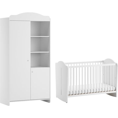 Babybett 60x120 und 2-türiger Kleiderschrank Vox Megeve Weiß (1/5)