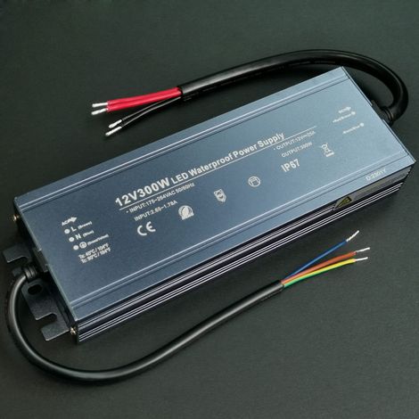 Transformateur 220v 12v 300W, Transformateur LED Étanche IP67 Alimentation 12V Convient aux Bande LED, Panneaux d'Affichage, 25A (1/5)