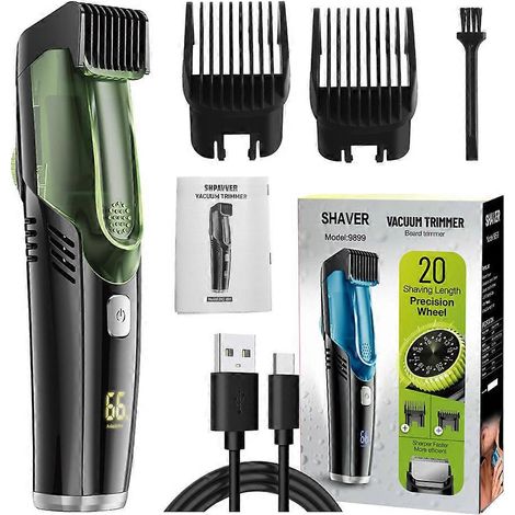 Tondeuse à barbe aspirante, tondeuse à cheveux professionnelle, molette de précision de 20 longueurs de rasage avec aspiration, éclairée (1/4)
