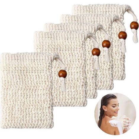 Bolsa para jabón, Jabonera, 5 piezas, Reutilizable, Sostenible, Bolsa para pastilla de champú, Natural, Cuidado de la piel (1/5)