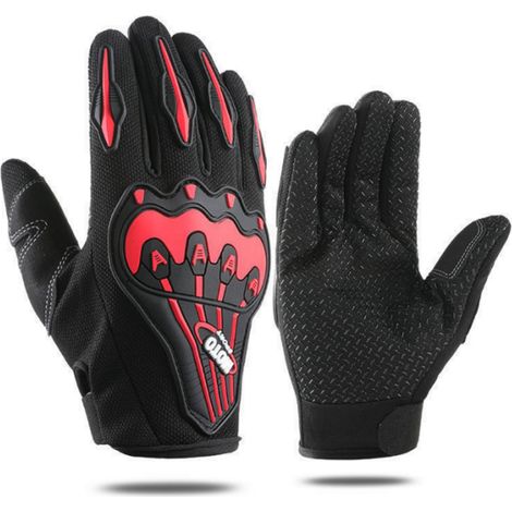paire / 2 gants de cyclisme à doigts complets - noirs et rouges