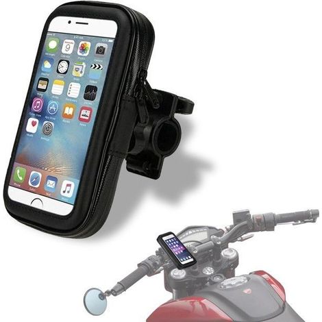 Unterstützung für Smartphone-Wassertasche 6,3" für Motorrad/Quad/Scooter 22–25,4 mm 360° schwarz