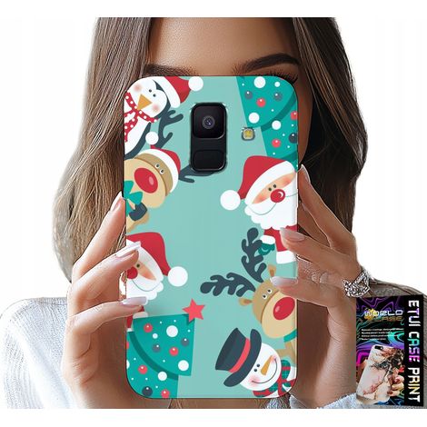 Custodia per Samsung A6 2018 - Babbo Natale, renne, pupazzo di neve, motivi natalizi (1/5)