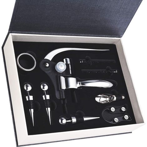 Ensemble 9 accessoires vin avec tire-bouchon et coffret (1/5)